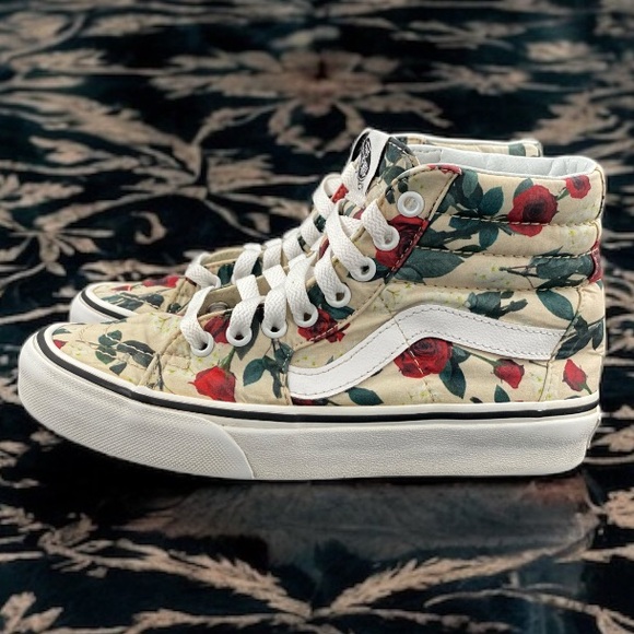 Vans Sk8 High Floral Print With White Stripe Women Size 5.0 Men 3.5 - Picture 7 of 10